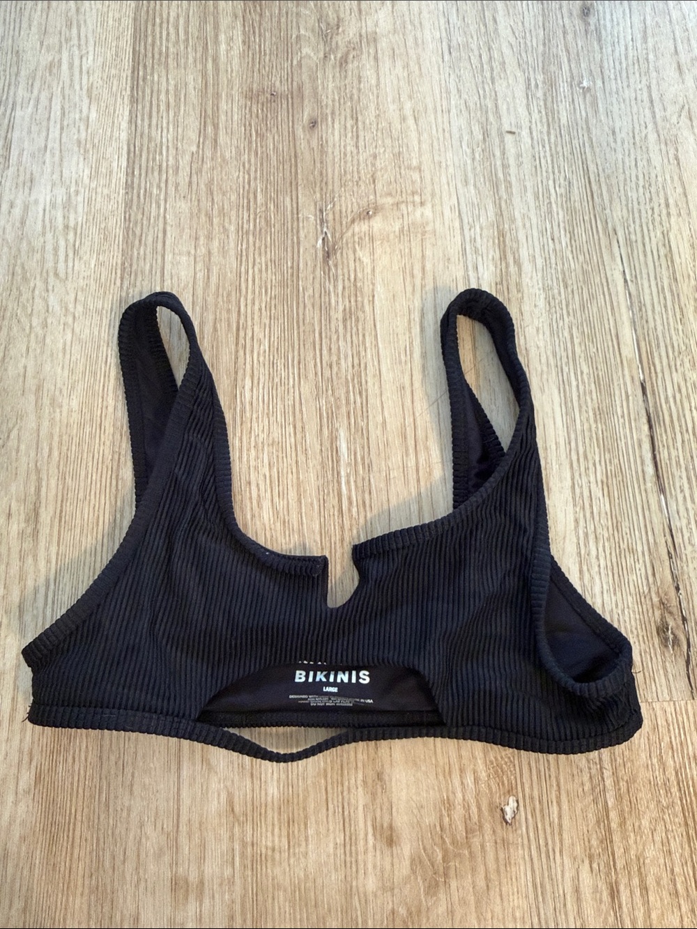 Frankie's Bikinis Black Ribbed Swim Top